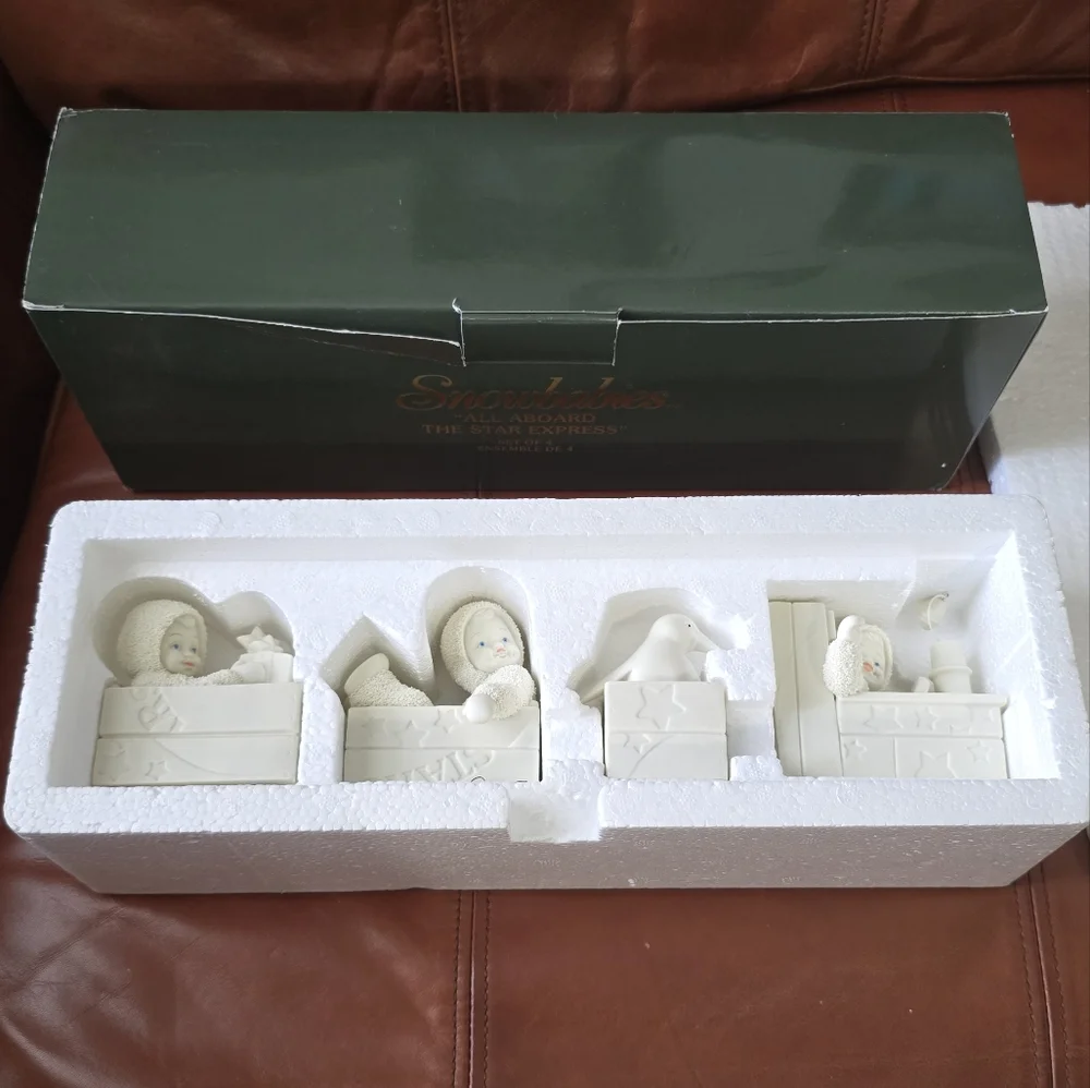 Department 56 All Aboard The Star Express Snowbabies Set Of 4
